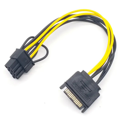 20cm High Speed 15 Pin SATA Male To 8 Pin(6+2) PCI-E Power Supply Cable SATA Cable 15-pin To 8 Pin Cable