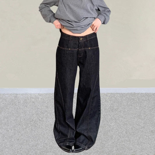 2025 Ropa Y2K Fashion Dark Blue Baggy Stacked Jeans Pants For Women Clothing Wide Leg Casual Lady Denim Trousers Pantalon Femme