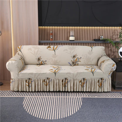 1/2/3/4 Seater Printed Sofa Skirt Cover Elastic Armchair Couch Covers for Living Room Furniture Protector