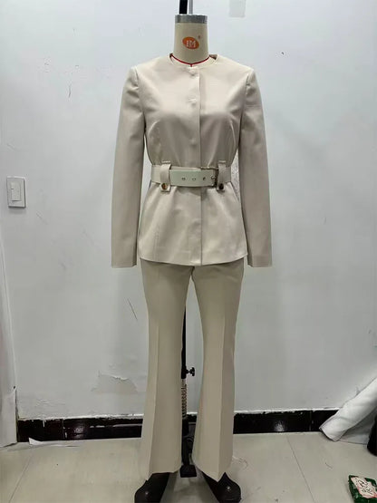 2025 Women Autumn Pant Suits 2-Pieces Sets Casual Solid Blazers Coats and Trousers Female Elegant Street Two Suit Clothing