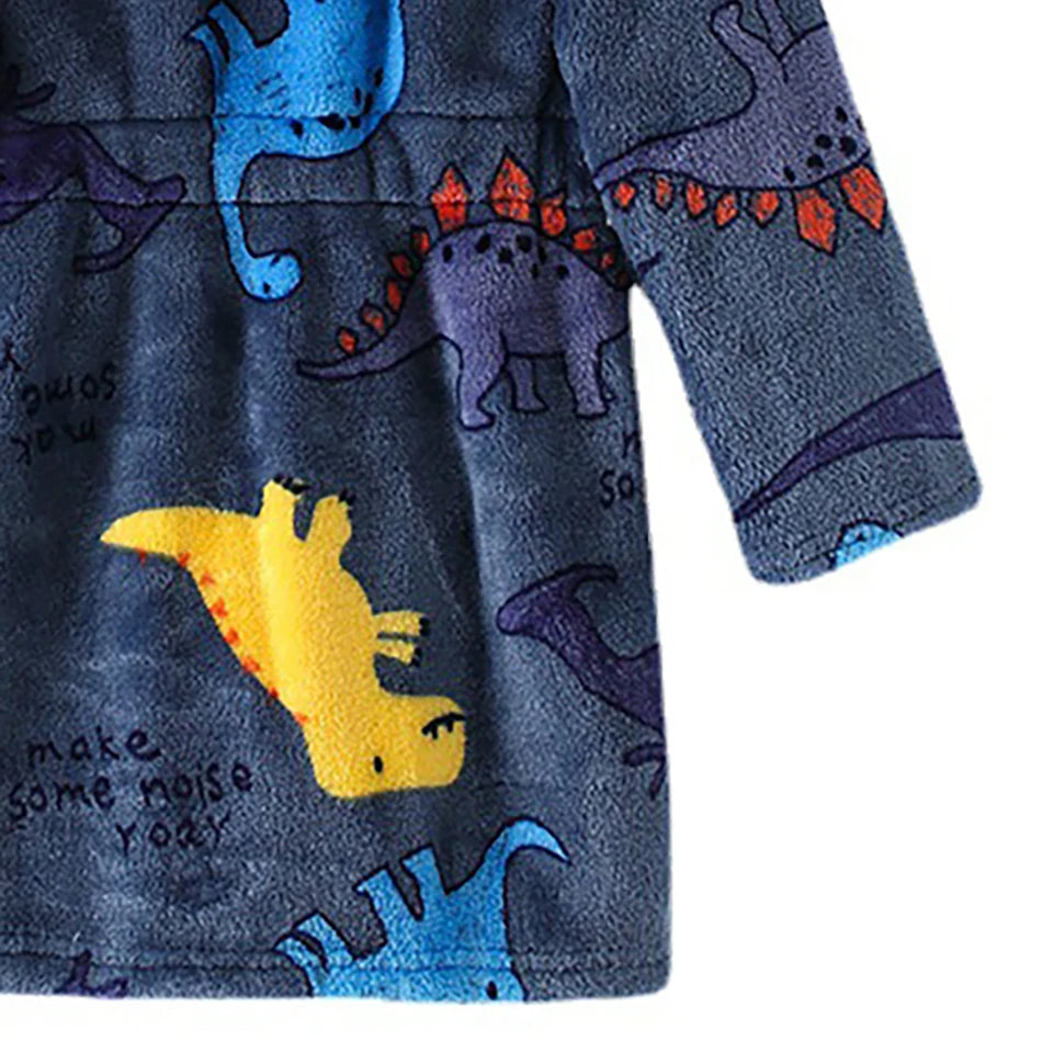 Children Clothing Home Wear Boys and Girls Bathrobes Pajamas Cartoon Flannel Hooded Children Comfortable Nightgowns Robes