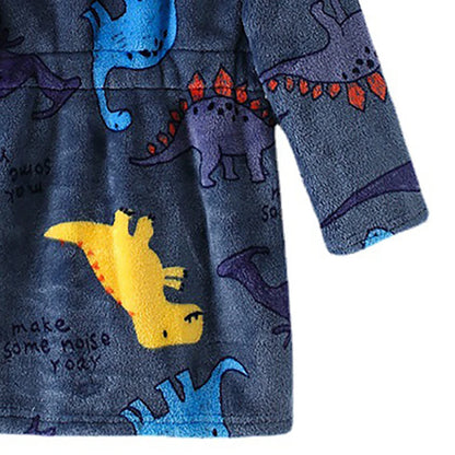 Children Clothing Home Wear Boys and Girls Bathrobes Pajamas Cartoon Flannel Hooded Children Comfortable Nightgowns Robes