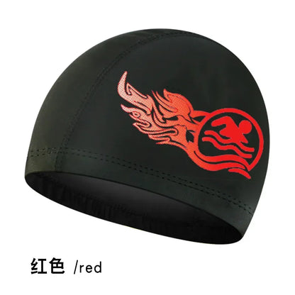 Fashion Adult Swim Cap Unisex Flame Printed Swimming Cap Comfortable Non Slip Fabric Swimming Caps Swimming Accessories