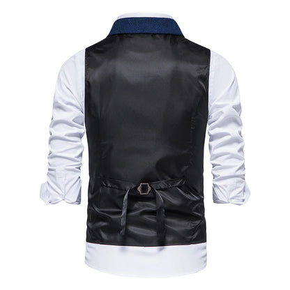 Costume Homme Vintage Suit Vest Men Herringbone Tweed Gentleman Elegant Wasitcoat Mens Business Formal Dress Vest Chaleco Hombre