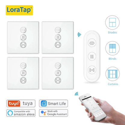Tuya Smart Life Curtain Switch Rolling Blinds Engine Roller Shutter RF & WiFi Connected Google Home Alexa Echo Motor LoraTap
