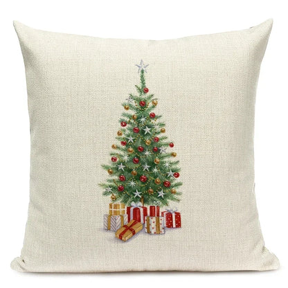 1pcs/SET Christmas Tree Pattern Linen Throw Pillow Case, Decorative Cushion Cover, Car, Home, Sofa Decor, Merry Christmas