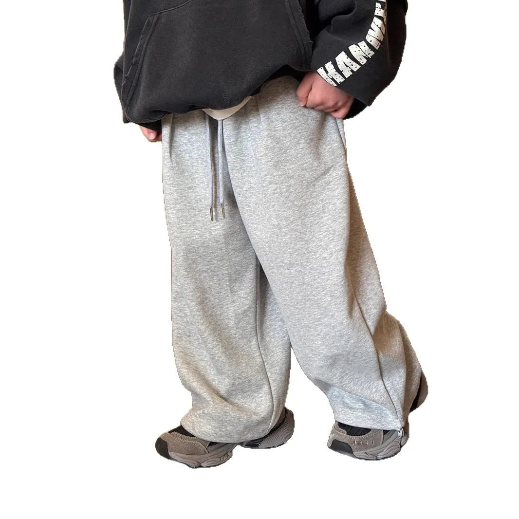 Children Clothes Boys Casual Pants Spring and Summer 2025 New Fashionable Solid Color Simple Kids Loose Simple Full Length Pants