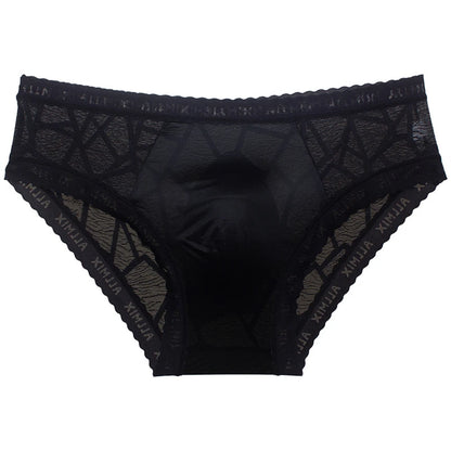 Ropa interior hombre 3D letter sissy gay calzoncillos hombres U convex sexy tоy mens sexy underwear ice silk lace thin calcinha