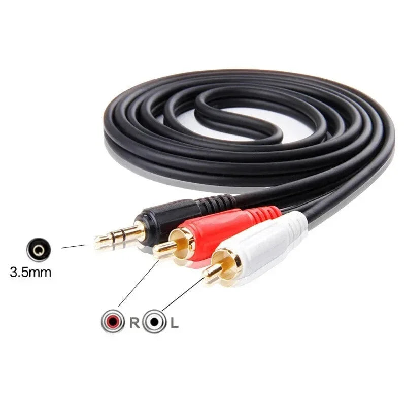 Jack 3.5 To 2 RCA Aux Cable Splitter Audio Wire for Phone TV PC Amplifier Home Theater DVD Speaker Cord Laptop Video Audio Cable