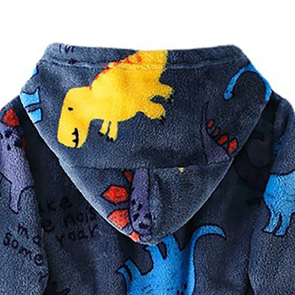 Children Clothing Home Wear Boys and Girls Bathrobes Pajamas Cartoon Flannel Hooded Children Comfortable Nightgowns Robes