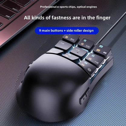 Wired Multi Button Mouse for Competitive Gaming Customized 9 Main Buttons and Side Scroll Wheel Design Professional Game Engine