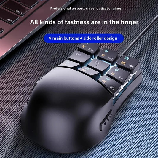 Wired Multi Button Mouse for Competitive Gaming Customized 9 Main Buttons and Side Scroll Wheel Design Professional Game Engine