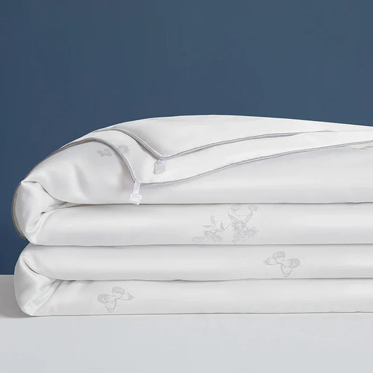 Mulberry Silk Duvets Cotton Jacquard 100% Silk Filling Spring Summer Quilts Soft Warm Single Double Queen Duvet Comforters