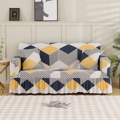 1/2/3/4 Seater Printed Sofa Skirt Cover Elastic Armchair Couch Covers for Living Room Furniture Protector