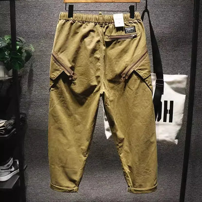 Retro American Men's Wear Resistant Tapered Loose Work Pants Casual Spring Autumn Youthful kets Long Pants Polyester Fiber