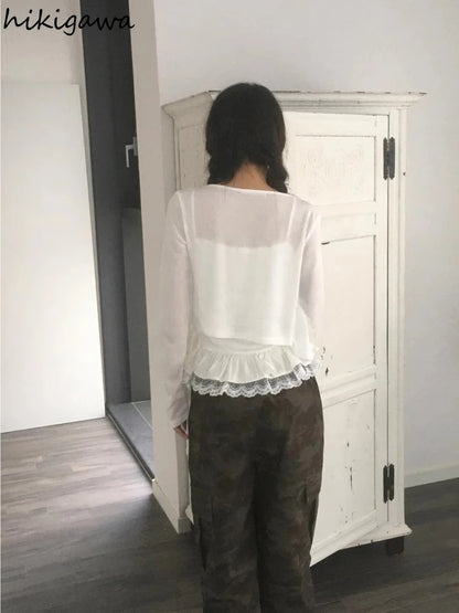 2025 Ropa Mujer Korean Fashion Vest for Women Patchwork Lace Sweet Camis Sleeveless Tunic Camis Solid Color Summer Sexy Tanks