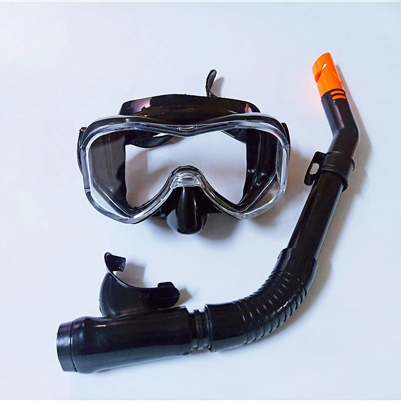 Professional Snorkel Set Full Face Mask Diving Goggles Equipment Deep Sea Suit Full Tempered Glass Dry Diving Glasses Adult