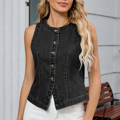 Women'S Fashionable Solid Color Sleeveless Washed Denim Vest Top Ropa De Mujer Woman Clothes Top Mujer Clothes For Woman Tops