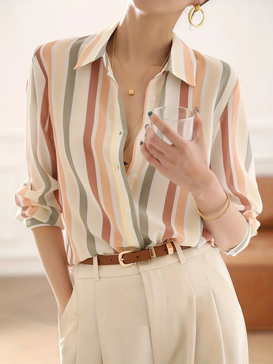 New Arrival Women Blusa Mujer for Spring Autumn Fashion Trendy Print Ladies' Button-Down Shirt for Work and Casual