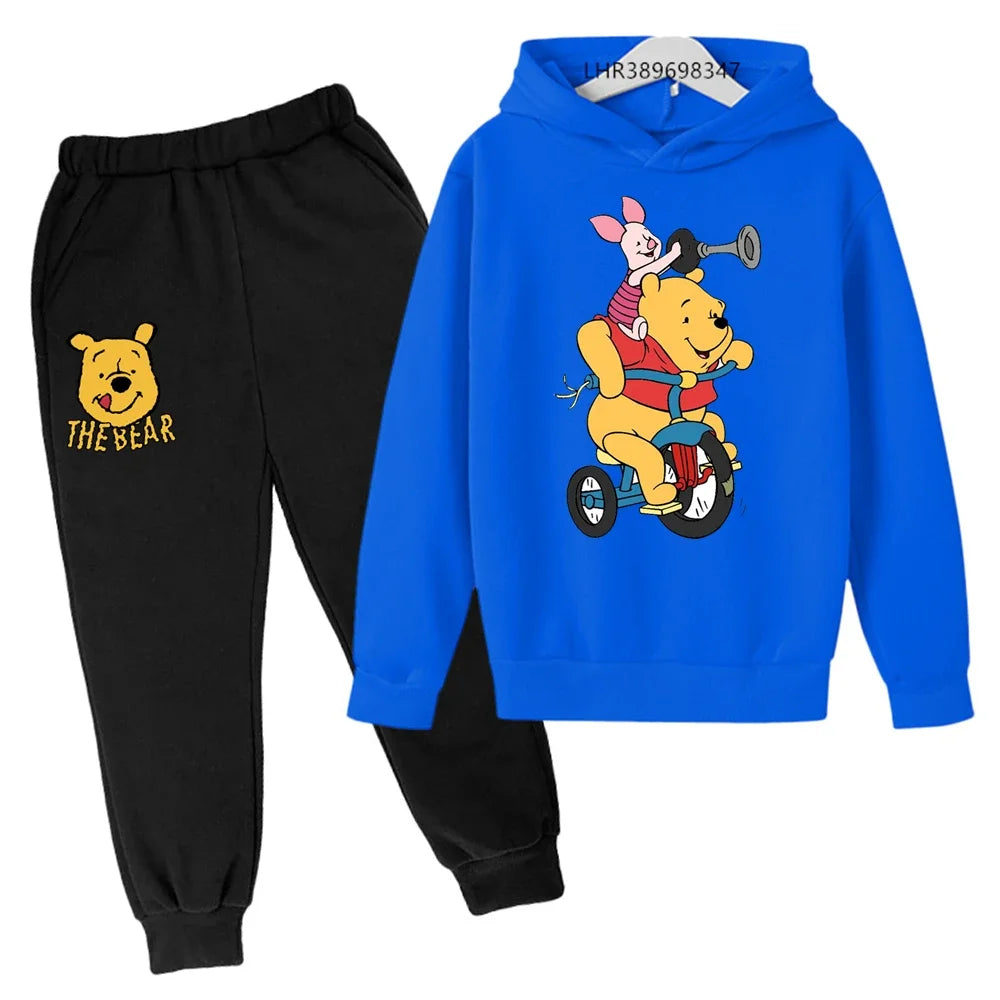 Ropa para niños Little Bear Otoño Invierno edad 3-12 niños niñas abrigo niños Sudadera con capucha + Pantalones conjunto negro