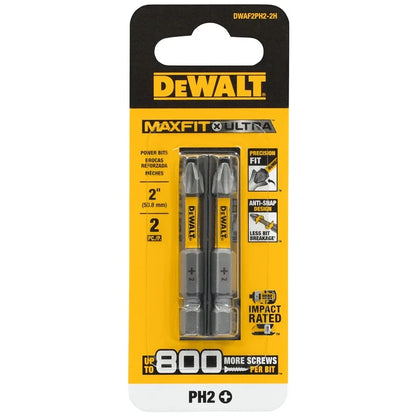 DEWALT DWAF2PH2-2H Impact PH2 50MM Drill Bits 2PC MAXFIT X ULTRA Up To 800 More Screws Per Bit Tool Attachments