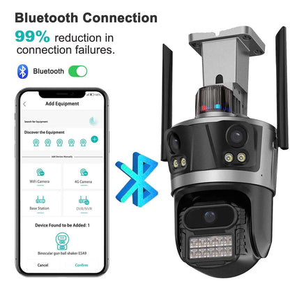 ICsee Security Camera Three Lens 6K 12MP 8X Zoom Outdoor WiFi Wireless CCTV Video Surveillance Auto Tracking Home Protection