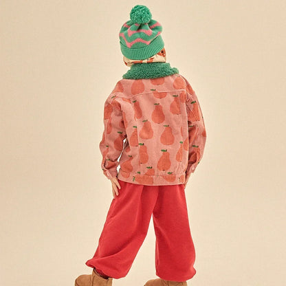 Winter Clothes Girl Tops And Skirts Suit Children Cherries Clothes Set Fashion Kid Pants Cotton Jacket Children Fashion Clothes