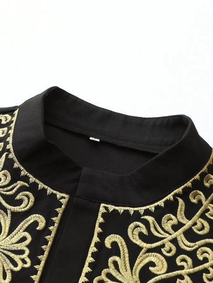 Muslim traditional men's robe, elegant and luxurious embroidered robe, casual festival Islamic men's robe