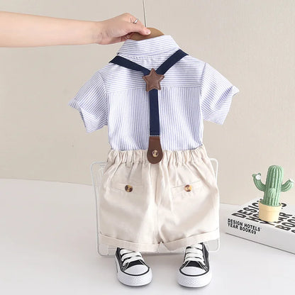 Kids Boys Clothing Sets Baby Shirt + Overall Dungarees Infant Toddler Children Wear T-shirt + Shorts Outfits Suits 1-4 Years