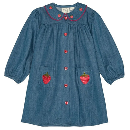 Kids Girls Clothes 25AW New Toddler Cute Bow Strawberry Printed Dresses Denim Vest Dress Jeans Children Clothing