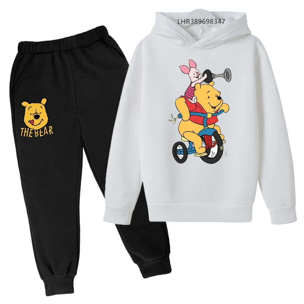 Ropa para niños Little Bear Otoño Invierno edad 3-12 niños niñas abrigo niños Sudadera con capucha + Pantalones conjunto negro