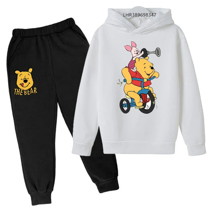Ropa para niños Little Bear Otoño Invierno edad 3-12 niños niñas abrigo niños Sudadera con capucha + Pantalones conjunto negro