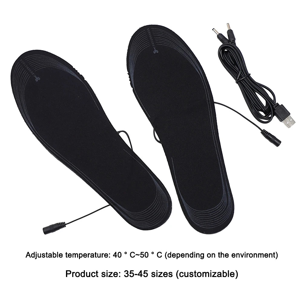 Unisex Sports Heating Insoles Washable Heated Shoes Pad Adjustable Temperature Multifunctional for Winter Fishing Hiking Camping