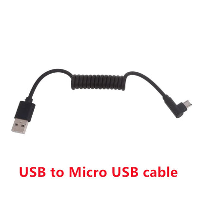 60W Fast Charging USB C to USB2.0/USB A to Micro USB/Type C to Type C Coiled Cable 90 Degree Right Angle Designs Cable for Smart