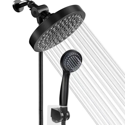 Bathroom Concealed 6-inch ABS Pressurized Shower Set Matte Black Showerhead Combination Toilet Top Spray Shower