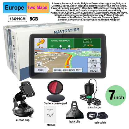 7 Inch GPS Navigation for Car Truck SAT NAV Accessories Tools  Navigator 2024 Free Update Europe North America Map 8GB FM Music