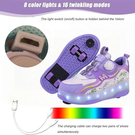 USB Charging LED Luminous Roller Shoes Night Smooth Outdoor Parkour Skates Sports Gift for Christmas