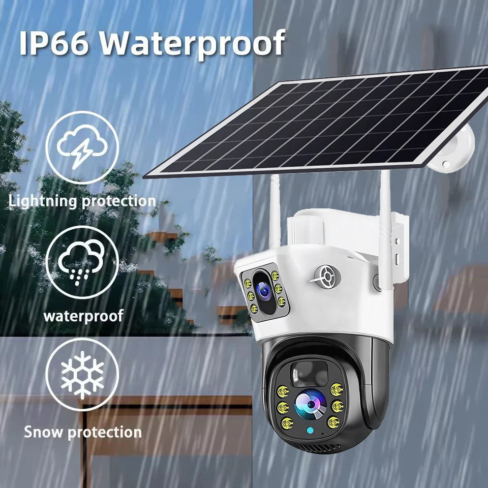 WIFI Security Protection Camera 4K Dual Lens Outdoor PTZ CCTV PIR Human Detection Wireless Surveillance Cam Built-in Battery