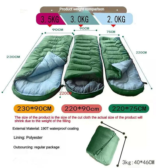 3.5KG Thickened and widened oversized sleeping bag -15 ℃ -25 ℃ cold waterproof warm outdoor cotton sleeping bag