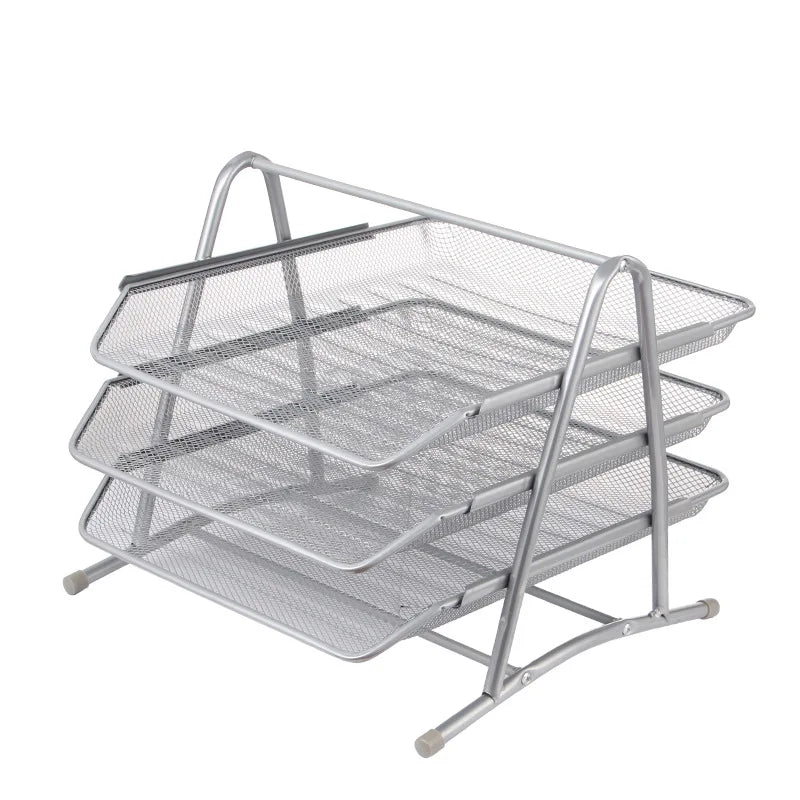 Office Supplies, Wire Mesh, Metal Three-layer File Rack, Data Tray Storage Rack, Data Tray Drawer Style