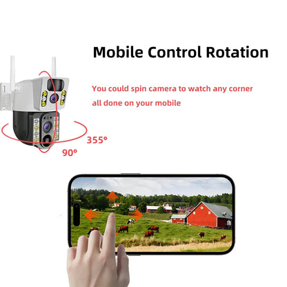 4K Solar Security Camera Outdoor Wireless 360° PTZ AI Human Detection IP66 Waterproof 8000mAh