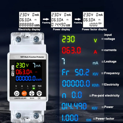 Tuya WiFi Automatic Reclosuring Protector Intelligent Circuit Breaker Single Phase Reclosing Switch Voltage Protective Device