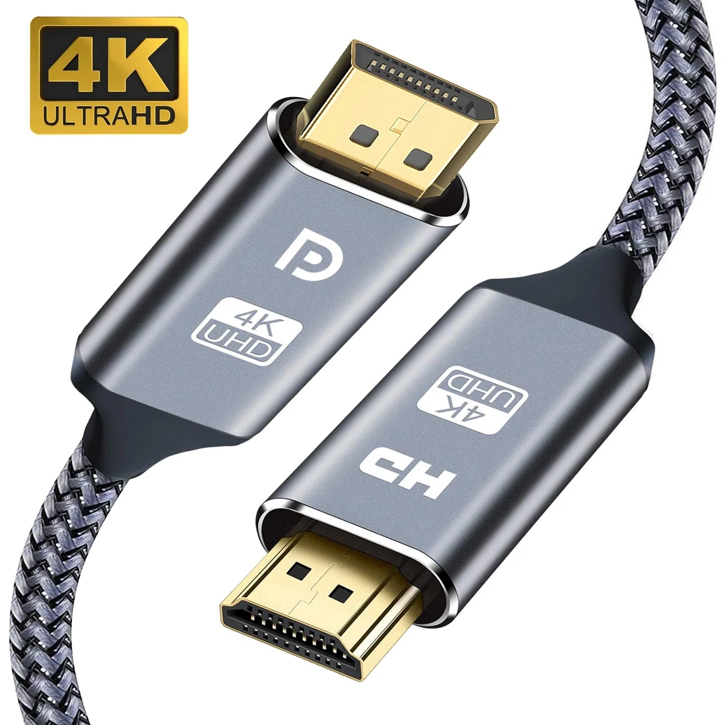 DisplayPort to HDMI Cable 4K 60Hz Adapter DP Video Audio for PC Laptop HDTV Projector Display Port Compatible