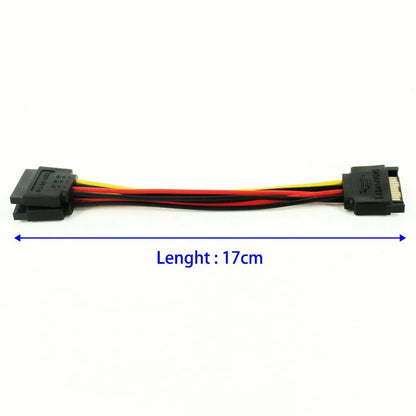 Coolcirc SATA Power Y Splitter Cable | 15Pin Male to 2 Female Extension | 20cm High Quality for Dual HDD/SSD Power Supply