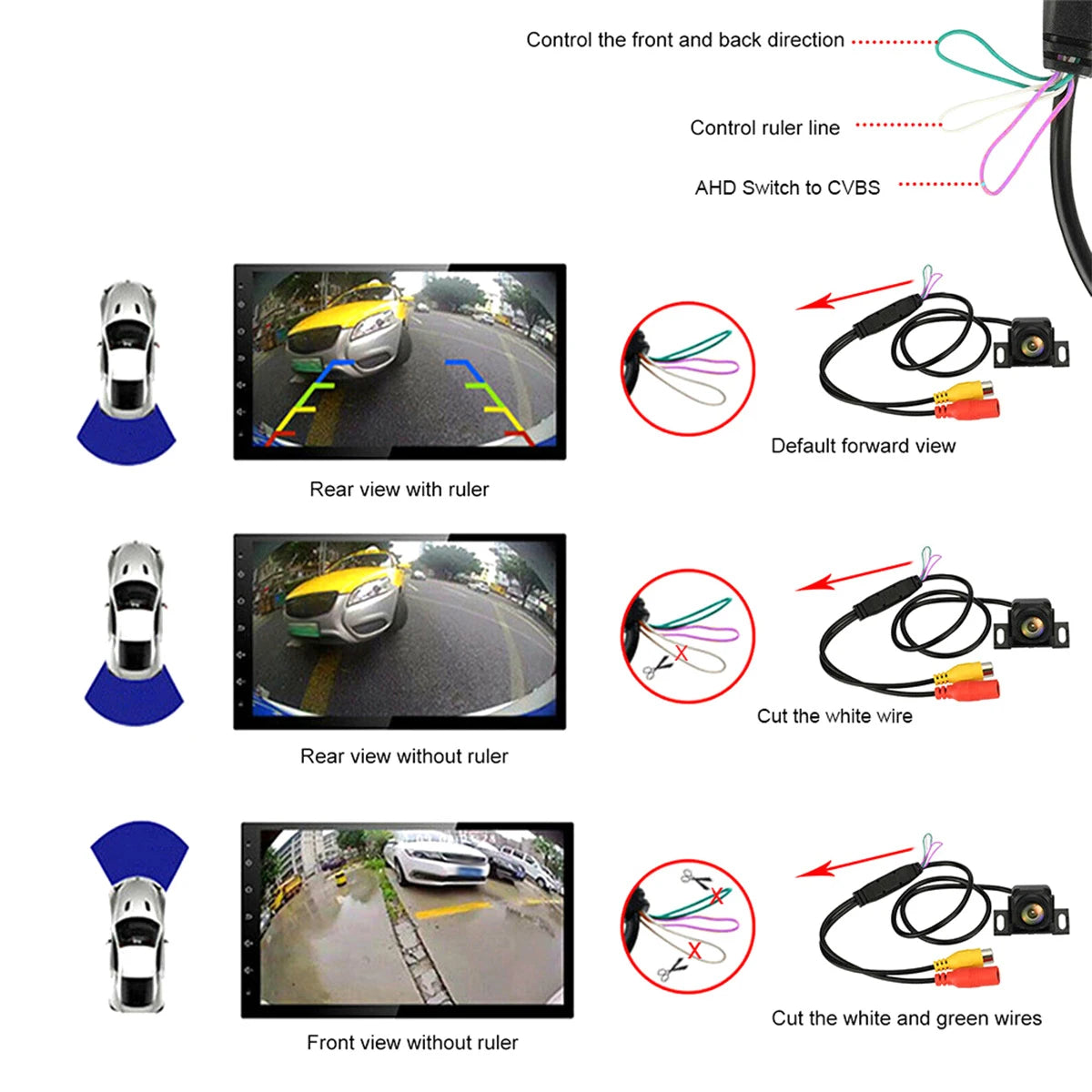 Car Backup Camera Rear View Camera 1080P Clear Anti-Interference 170 Degree Wide Angle Adjustable Vehicle Small Reversing Camera