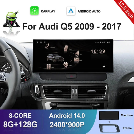 12.3 inch GPS Navigation Wireless Carplay Android 14 for Audi Q5 2009 - 2017 BT Car Multimedia Video Radio Player 4G Auto Tools