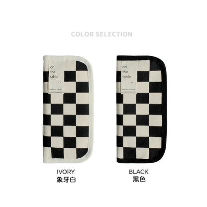 Simple Black and White Plaid Canvas Pencil Case School pencil case Kawaii Stationery Storage Bag aesthetic stationery