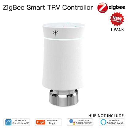 MOES Tuya ZigBee3.0 New Radiator Actuator Valve Smart Programmable Thermostat Temperature Heater TRV  Alexa Voice Control