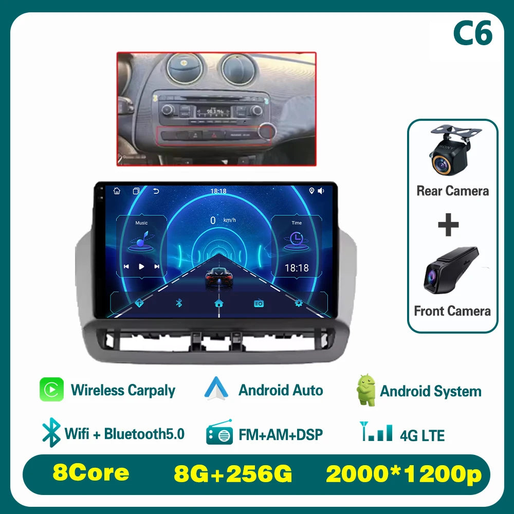 GPS Navigation QLED Touch Screen For Seat Ibiza 2012-2015 Android Auto Radio Car Multimedia Video Player 5G WIFI BT No 2din DVD