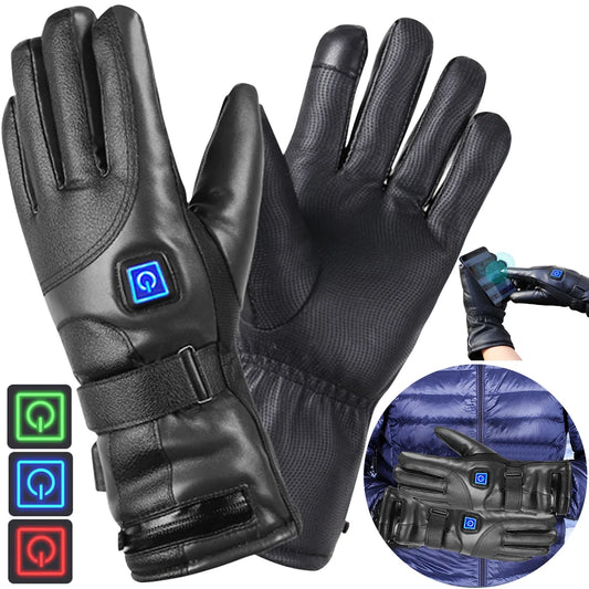 Rechargeable Heated Gloves 3 Temperature Levels Heating Gloves Battery Powered Heating Gloves for Outdoor Cycling Skiing Hiking